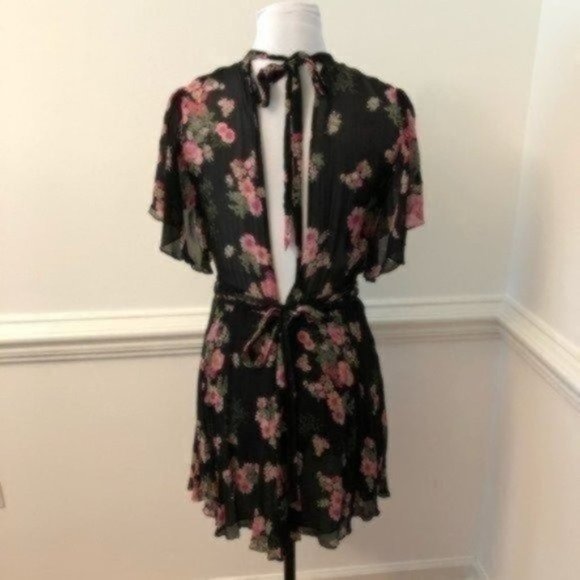 Zara Floral Ruffle Chiffon Mini Dress Small - Picture 3 of 10